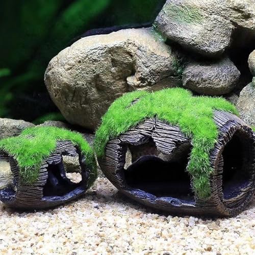 Natural Lookings Artificial Moss Barrels Landscape Decors for Aquariums Hideouts Accessory for Fish Shrimp Fishtanks Ornament