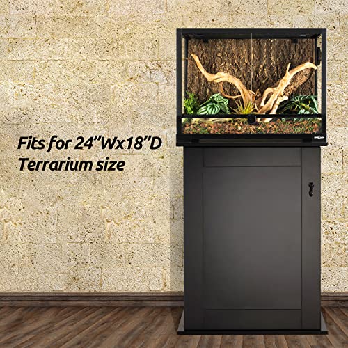 REPTIZOO Reptile Terrarium Stand Wooden Terrarium Cabinet with Storage and Adjustable Shelf, Reptile Tank Stand for 24”Wx18”D Terrarium, Aquarium Stand Fish Tank Stand (Stand Only)