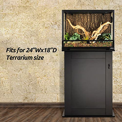 REPTIZOO Reptile Terrarium Stand Wooden Terrarium Cabinet with Storage and Adjustable Shelf, Reptile Tank Stand for 24”Wx18”D Terrarium, Aquarium Stand Fish Tank Stand (Stand Only)