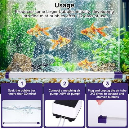 hygger 16.9 Inch Long Aquarium Bubble Bar, Ultra-Fine Quiet Oxygen Diffuser Bubble Curtain Wall, Self-Sinking Design Fish Tank Bubbler Decorations for Freshwater Saltwater - size: 16.9 Inch