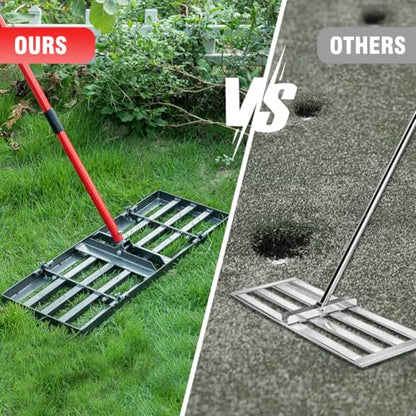 Lawn Leveling Rake - Lawn Leveler with 78" Adjustable Steel Handle, 30"x10" Ground Plate for Yard, Grass, Level Soil, Dirt Ground or Golf Field