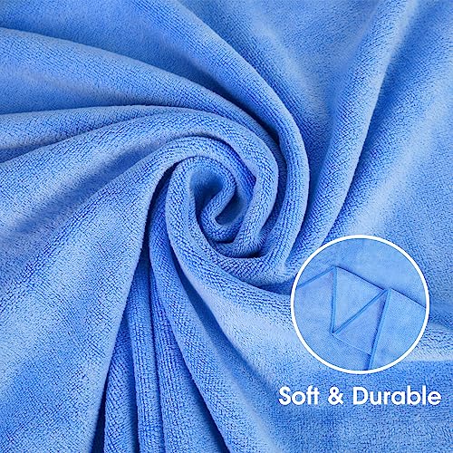 JML Bath Towel, Microfiber, 6 Pack, 30" x 60", Blue - color: Microfiber Blue, size: 6 Pack (30 in x 60 in)