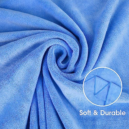 JML Large Microfiber Bath Towels Set for Adult, 2 Pack 30" x 60", Blue - color: Microfiber Blue, size: 2 Pack (30 in x 60 in)
