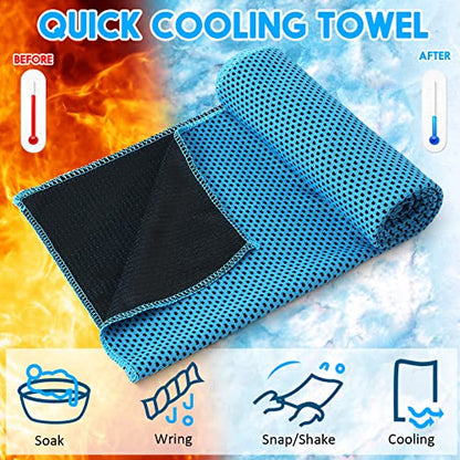 Redbaker 20 Pack Cooling Towels, 40"x12" Ice Breathable Soft Chilly Sweat Rag with Bags for Neck and Face Yoga Gym Running Golf Workout Sports Camping(Light Blue) - color: Light Blue