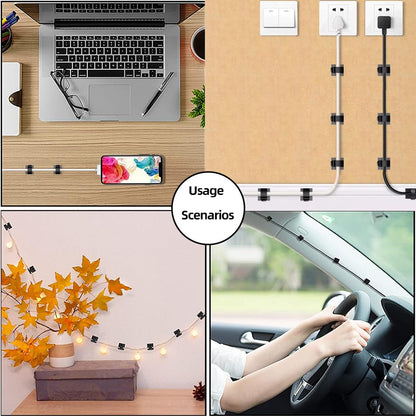 100 PCS Cable Clips Cord Organizer (Small, Medium,Large),Wire Holder for Cable Management, Outdoor Light Clips Light Hooks for LED String,Car Dash Cam, Extension Cord (Clear)