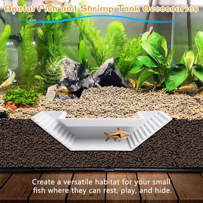 Aquarium Underground Tunnel Small Fish Cave Hideout with 2 Entrances Under Gravel Viewing Shrimp Tunnel Plastic Fish Tank Decoration (White) - color: White