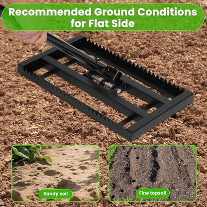 17"x 10" Lawn Leveling Rake for Soil, Sectional Adjustable Handle Yard Rakes for Lawns Heavy Duty, Landscape Rake Suitable for Landscaping Golf Course, Sand, Gardens, Farm and Ranch