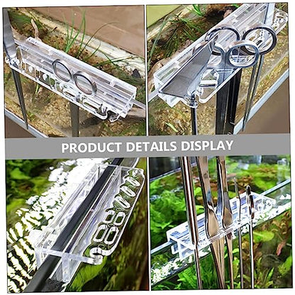 Totority Acrylic Aquarium Tool Holder Lightweight Wall-Mounted Storage Rack for Fish Tank Cleaning Tools and Plant Maintenance Compact Organizer Easy Installation and Removable Design