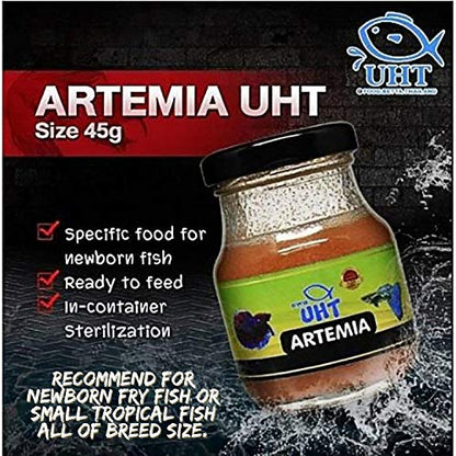 A.D.P. UTH Fish Food Fresh Artemia Cysts Brine Shrimp 45 g. Tropical Fish Food Grow Faster & Color Enhancer Slow Sinking Like Pellets High Protein 56% for All Baby Fry Newborn Fish Feed & Small Fish