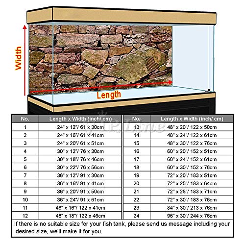 Water Stone Aquarium Background Poster PVC Fish Tank Decorations Landscape (48" x 18"/ 122 x 46cm) - size: 48" x 18"/ 122 x 46cm