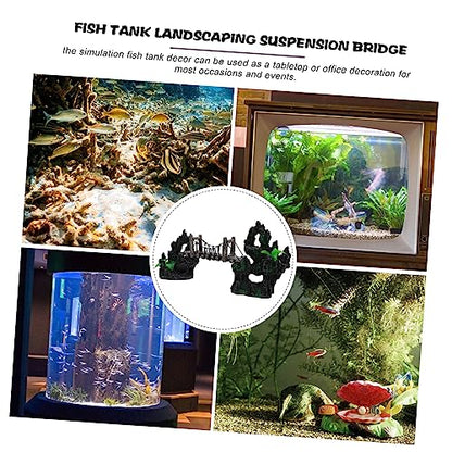 BESPORTBLE Underwater Suspension Bridge Decor for Fish Tank Resin Rockery Ornament Aquarium Landscaping Statue for Betta Fish Habitat and Aquarium Accessory