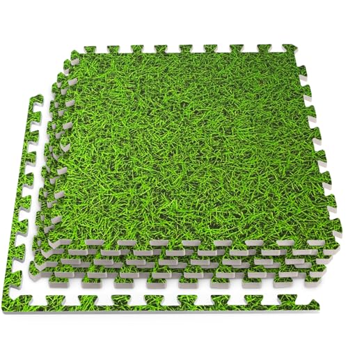 HomeCube USA 3/8" Green Grass Interlocking Foam Floor Tiles, 160 Sq Ft | Includes 40 24x24 inch interlocking EVA foam tiles with anti-fatigue cushioning for home, office, gym & commercial spaces. - color: Green Grass, size: 160 Sq Ft (40 Tiles)