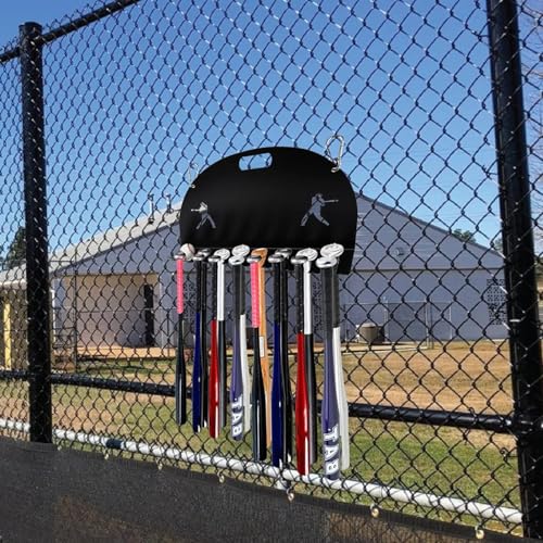 GUTE Baseball Bat Rack Holds 16 Bats Metal Wall Mount Organizer Heavy Duty Garage Storage Caddy Fence Holder - Black