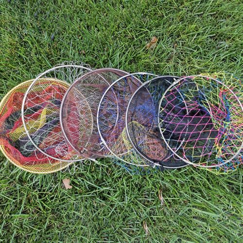Cabilock Foldable Stainless Steel Fishing Net Head with Nylon Mesh Portable Replacement Fish Landing Net for Outdoor Catching for Freshwater and Saltwater Fishing