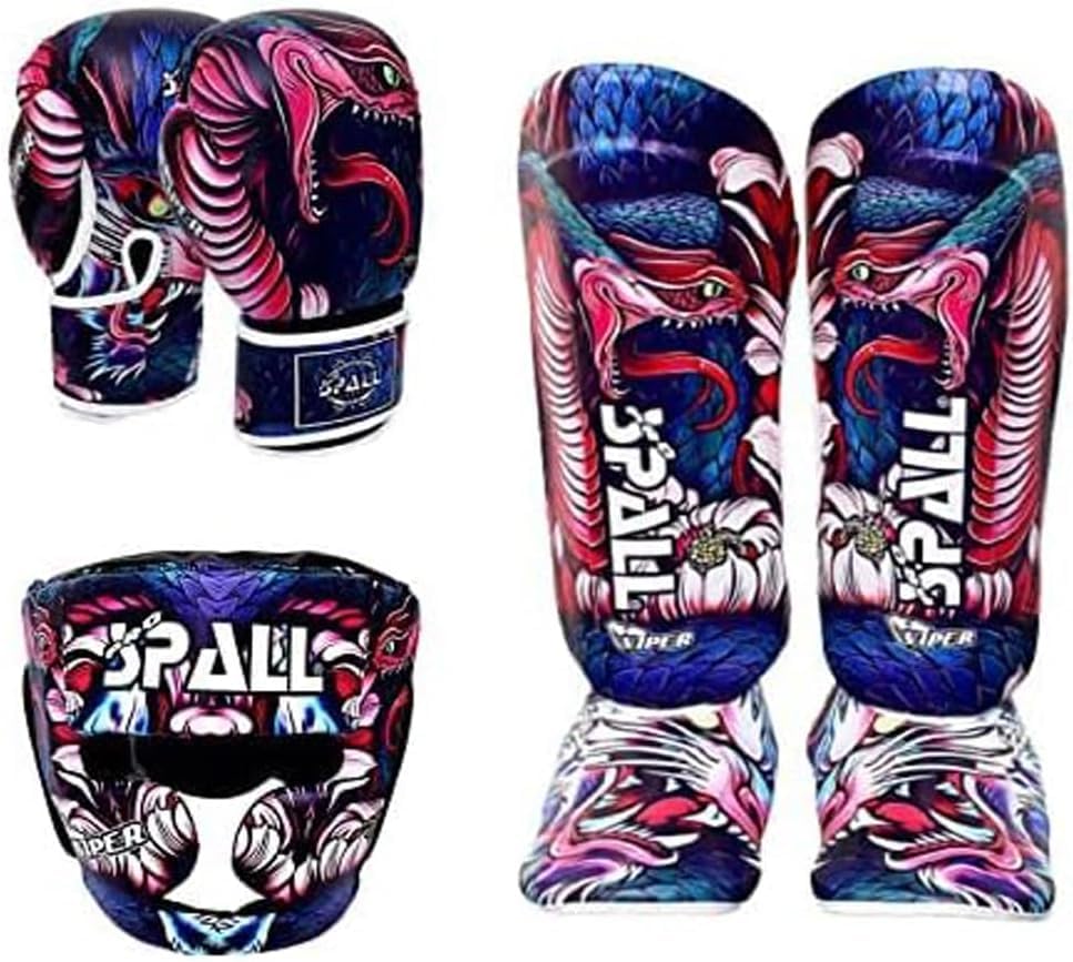 Boxing Training Set 3 –1 Synthetic Leather Boxing Gloves with Boxing Gear Shin Instep, MMA Training with Shin Pads for Kids Adults, Martial Arts Set… - size: Large