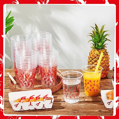 Tanlade 50 Pcs 12 oz Crawfish Boil Cups Lobster Birthday Party Cups Disposable Seafood Boil Party Supplies Plastic for Lobster Seafood Shrimp Birthday Decoration