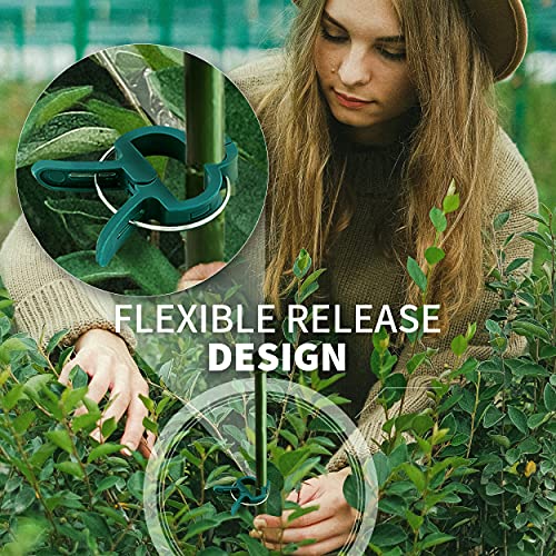 Ram-Pro 20 Piece Green Gentle Gardening Plant & Flower Lever Loop Gripper Clips, Tool for Supporting or Straightening Plant Stems, Stalks, and Vines, Garden Clips
