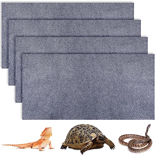 4 Pcs 24" x 47" Reptile Carpet Pet Terrarium Floor Liners Bedding Substrate Liner Supplies Reptile Cage Mat Tank Accessories for Lizard Bearded Dragon Tortoise Snake Leopard (Grey) - color: Gray