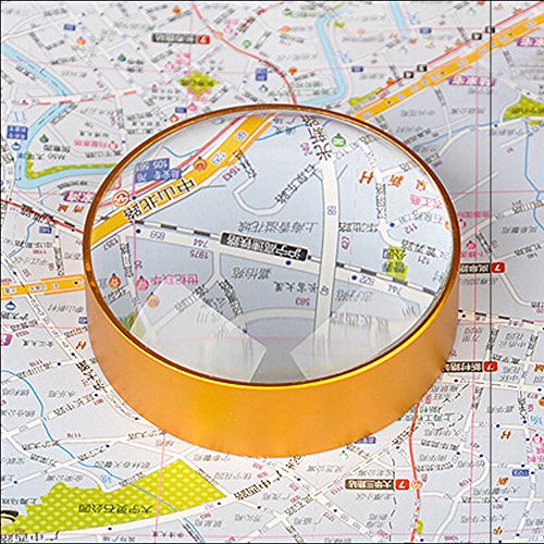 6X Domed Magnifying Glass 60mm Golden Desktop Paperweight Magnifier Reading Aid for Small Fine Print,Newspaper,Bible,Document Examination,Recipes, Craft and Map, Hand Polished & Light Gathering