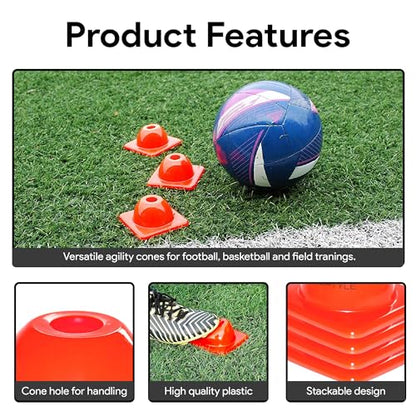 Versatyle Heavy Duty Agility Training Cones (2 in, 6 in, 9 in, 12 in, 28 in) for Sports, Kids Coaching, Multipurpose Field Marker Cones, Soccer, Basketball Drills, Bike, Motorcycle, Traffic Training - style: 2in, Orange, 12 Pack