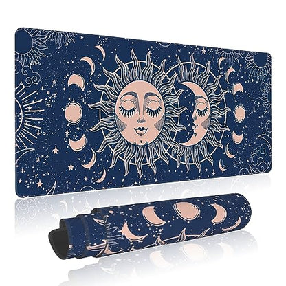 Large Mouse Pad Magic Moon and Sun Extended Gaming Mouse Pad Non-Slip Desk Mat with Stitched Edge Laptop Computer Keyboard Mousepad for Office Home 35.4" x 15.7" - color: Magic Moon and Sun