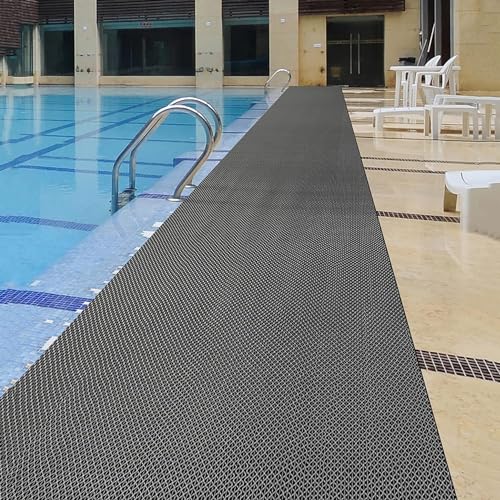 PVC Drainage Floor Mat 3X10 FT Non-Slip Commercial Wet Area Mat for Outdoor and Indoor Restaurant Kitchen Bar Swimming Pool Splash Matting Water Drain Flooring Mat,Grey