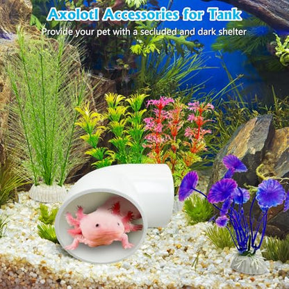 Axolotl Hideout Tube Set Resting Tunnel for Aquarium Axolotl Cave Hideout Fish Tank Accessories Habitat Shelter for Turtle Betta Fish Lizard and Other Small Reptiles and Amphibians