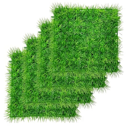 Aquarium Decor Artificial Plastic Lawn Grass,4PCS 9 inches Fish Tank Decorations, Easy Install Green Plants for Aquariums and Hermit Crab Climbing Habitats with 16 Suction Cups - size: 4pcs10"*10"