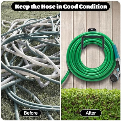 1 Pack Garden Hose Holder, Hose Reel Heavy Duty Hose Hanger, Wall Mounted Water Hose Holder Outdoor/Indoor Metal Durable Hose Hooks Ideal for Water Hose Storage Garden Yard Hold Max 77 Lbs- Black