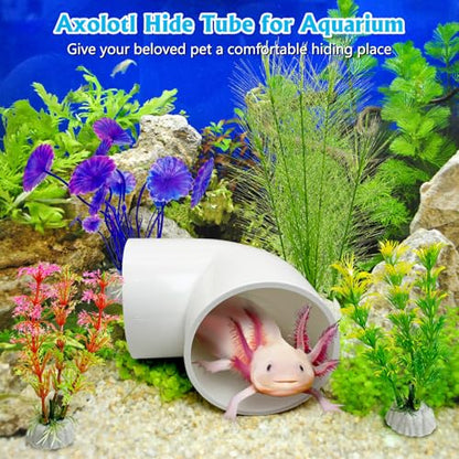 Axolotl Hideout Tube Set Resting Tunnel for Aquarium Axolotl Cave Hideout Fish Tank Accessories Habitat Shelter for Turtle Betta Fish Lizard and Other Small Reptiles and Amphibians