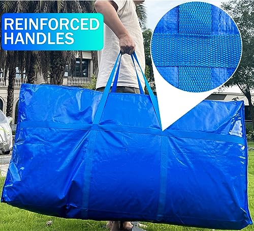 66 Gallon Extra Large Storage Bags, Huge Moving Bags Heavy Duty with Zipper and Stronger Handles, Big Foldable Duffle Bag for Travel - Waterproof Material Protects from Dust and Moisture - Storage