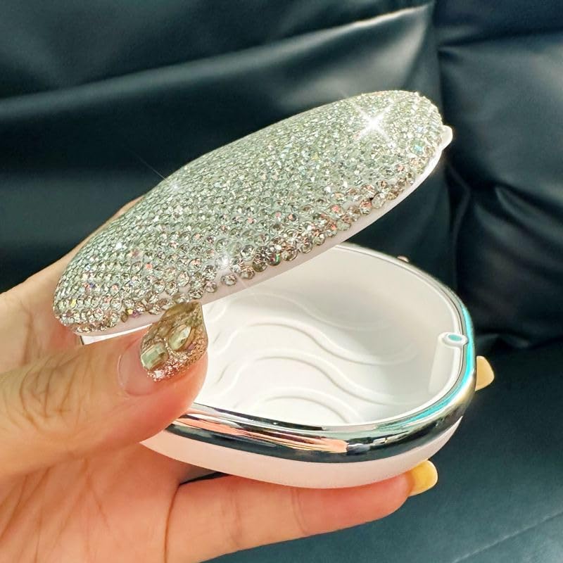Retainer Case, Mouth Guard Case with Mirror Compatible with Invisalign, Night Guard Box Orthodontic Retainer Box Magnetic Denture Holder (White)