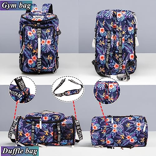 Gym Duffle Bag Backpack,4‑Way Waterproof with Shoe Compartment Travel Laptop - color: Orange