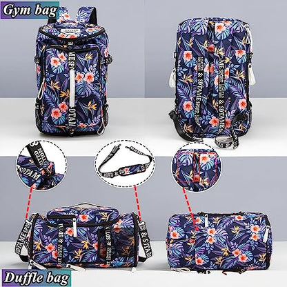 Gym Duffle Bag Backpack,4‑Way Waterproof with Shoe Compartment Travel Laptop - color: Orange