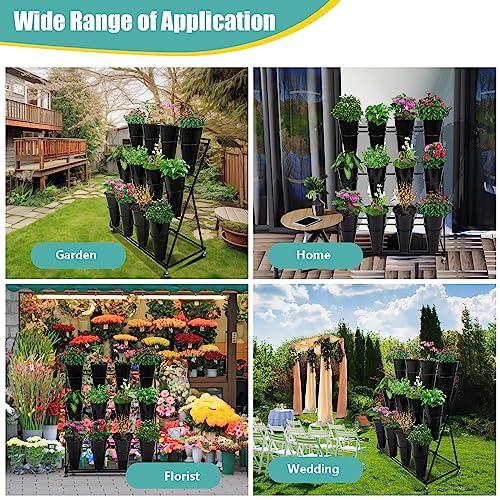 Flower Display Stand with 12 Buckets, 3 Layers Shelf Display Holder for Cut Flowers - style: Round Black