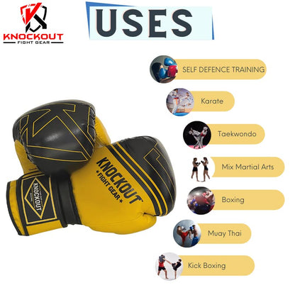 Boxing Gloves & Muay Thai Shin Guards for Men and Women, MMA Kickboxing Shin Pads Set, Adjustable Shin Guards with Instep Protection, Sparring & Martial Arts Training Gear - color: Gray-Yellow, size: 12 oz