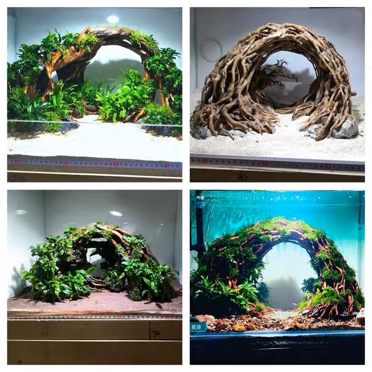 Aquarium Driftwood Centerpiece Aquarium Landscape, Handcrafted!!! Fish Tank hardscape Landscape (Small Silent Cave)