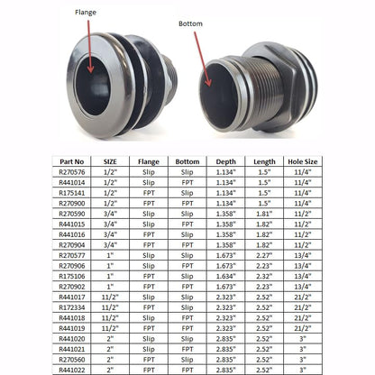 Lifegard Aquatics 1/2-Inch Double Threaded Bulkhead