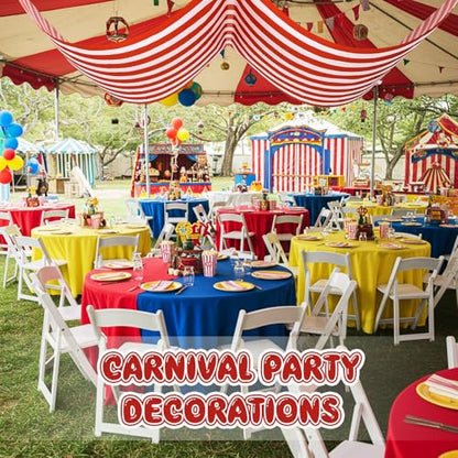 1 Pack Circus Halloween Decorations 32 Inch x 16 ft Red and White Hanging Banner with Tape Ceiling Decor for Carnival Birthday Classroom Circus Theme Party Decorations - style: Carnival