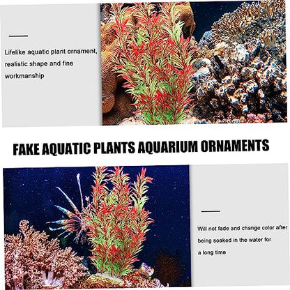 1pc Artificial Aquatic Plant for Fish Tanks Lifelike Water Grass Decoration Willow Design Smooth Base Non-Fading Compact for Aquatic Landscape