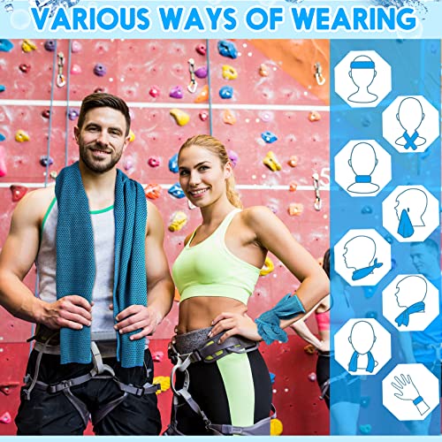 Redbaker 20 Pack Cooling Towels, 40"x12" Ice Breathable Soft Chilly Sweat Rag with Bags for Neck and Face Yoga Gym Running Golf Workout Sports Camping(Light Blue) - color: Light Blue