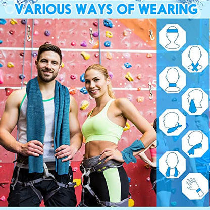 Redbaker 20 Pack Cooling Towels, 40"x12" Ice Breathable Soft Chilly Sweat Rag with Bags for Neck and Face Yoga Gym Running Golf Workout Sports Camping(Light Blue) - color: Light Blue