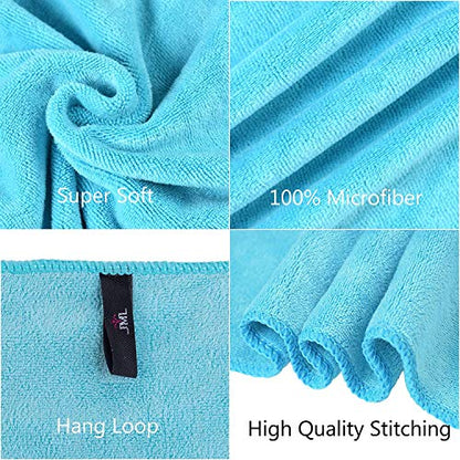 JML Microfiber Bath Towels, 6 Pack, 30" x 60", Aquamarine - color: Microfiber Aquamarine, size: 6 Pack (30 in x 60 in)