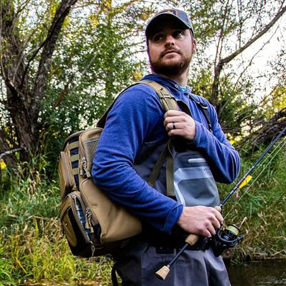 Piscifun Fishing Backpack with 2 Rod Holders & 4 Tackle Boxes, Large Tackle Storage Bag With Rain Cover for Fishing Gear