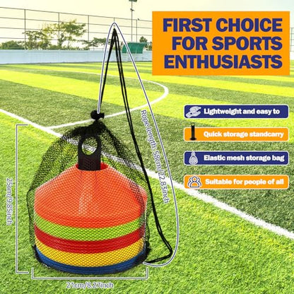 100Pcs Agility Disc Cones Set, 5 Colors Soccer Cones for Training Kids with Carry Bag and Stand, Slalom Cones for Basketball Football Running Drills Sports Games Skating