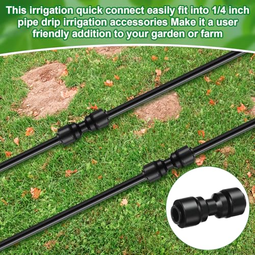 30 Pcs 1/4" Drip Irrigation Tee Connectors for Tube Quick Connect Parts Fittings for 1/4 Inch(6.35mm) Tubing or Sprinkler(Pom,Two Way Connector,Black) - size: Black, style: Two Way Connector