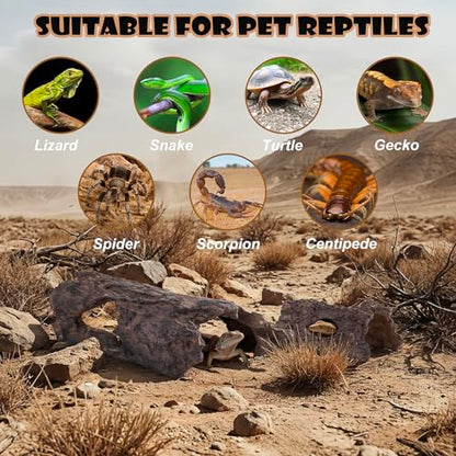Natural Reptile Hide Basking Platform, Hideout Decor for Aquarium, Fish Tank, Bearded Dragon, Gecko, Shrimp, Betta (Moss Tree Cave, Medium)