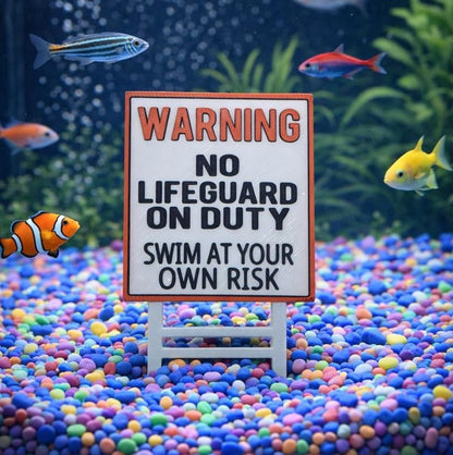 Funny Aquarium Decor No Lifeguard on Duty Swim at Your Own Risk Street Sign Funny Fish Tank Decorations