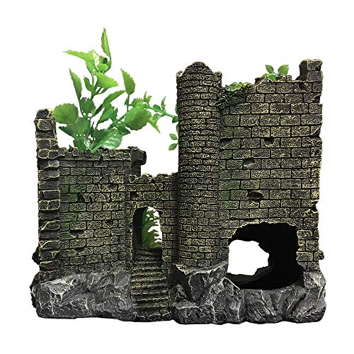 SLOCME Aquarium Medieval Resin Castle Decoration - Realistic Fish Tank Castle Accessory, Shelter for Betta Fish & Reptile