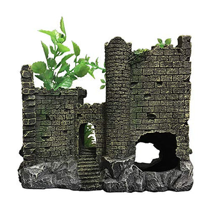 SLOCME Aquarium Medieval Resin Castle Decoration - Realistic Fish Tank Castle Accessory, Shelter for Betta Fish & Reptile
